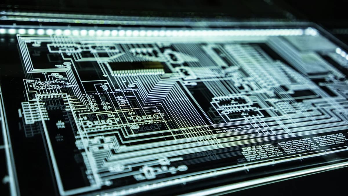 Ilustrasi detail papan sirkuit elektronik